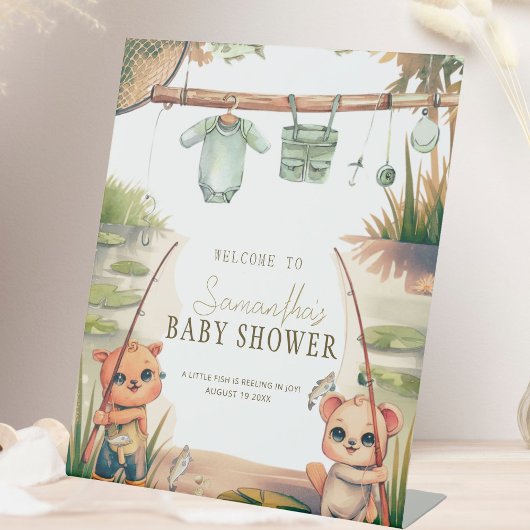 Rustikales, neutrales Fisherman-Baby-Dusche Sockelschild