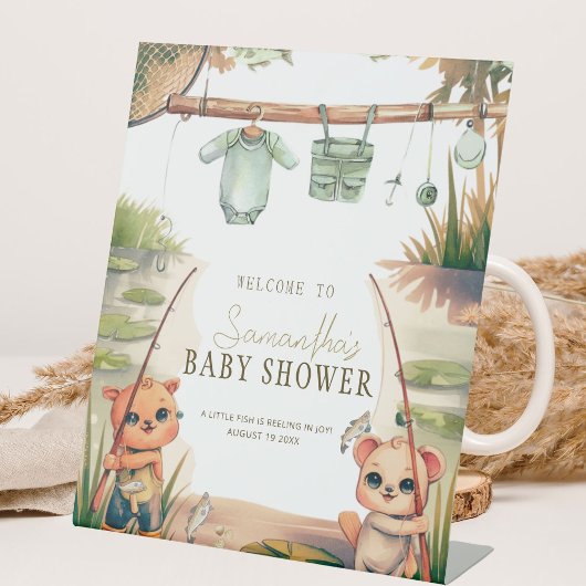 Rustikales, neutrales Fisherman-Baby-Dusche Sockelschild