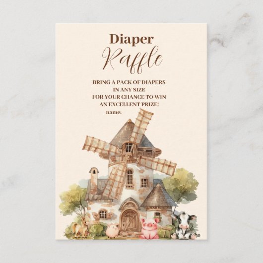 Rustikales, neutrales Raffeldiapper Begleitkarte (Vorderseite)