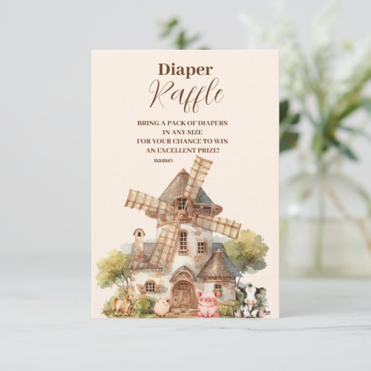 Rustikales, neutrales Raffeldiapper Begleitkarte (Stehend Vorderseite)