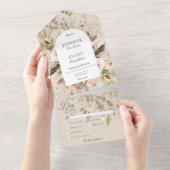 Rustikales, neutrales Tan & Cream All In One Einladung (Abreißen)