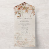 Rustikales neutrales Tan Pink & Peach Floral Dinne All In One Einladung (Innen Boden)