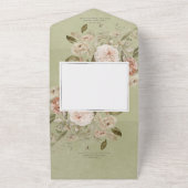 Rustikales neutrales Tan- und grünes Blumenarchess All In One Einladung (Außenbereich)