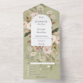 Rustikales neutrales Tan- und grünes Blumenarchess All In One Einladung (Innen Boden)