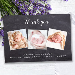 Rustikales New Baby Chalkboard 3 Foto Babydusche Dankeskarte