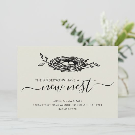 Rustikales New Nest Zuhause - Adressenänderung Ankündigung (Stehend Vorderseite)