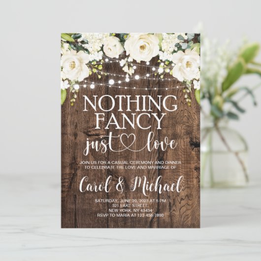 Rustikales Nichts Extravagant nur Liebe Einladung (Stehend Vorderseite)