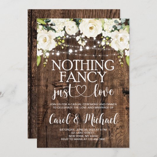 Rustikales Nichts Extravagant nur Liebe Einladung (Vorne/Hinten)