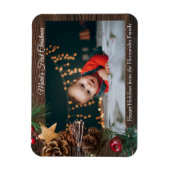 Rustikales Niedlich Baby's First Christmas Holiday Magnet (Vertikal)