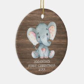 Rustikales Niedlich Elephant Baby First Christmas Keramik Ornament (Rechts)