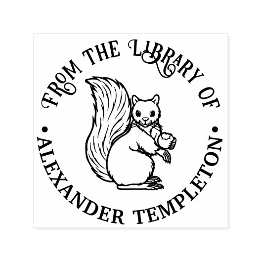Rustikales Niedliches Eichhörnchen mit Nut Library Permastempel (Design)