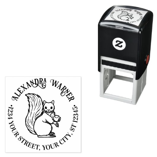 Rustikales Niedliches Eichhörnchen mit Nut Name Rü Permastempel (Beispiel)