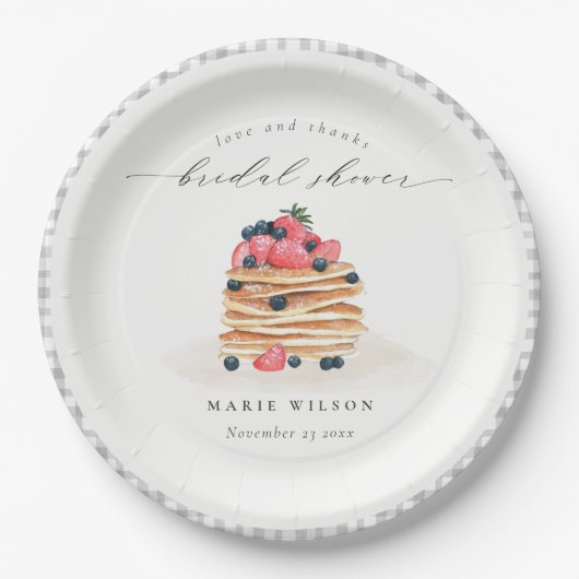 Rustikales Niedliches Fruchtpancake Wasserfarben B Pappteller (Vorderseite)