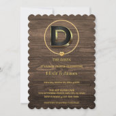 Rustikales Niedliches Gold Heart Monogram Family B Einladung (Vorderseite)