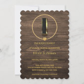 Rustikales Niedliches Gold Heart Monogram Family B Einladung (Vorderseite)