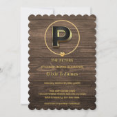 Rustikales Niedliches Gold Heart Monogram Family B Einladung (Vorderseite)