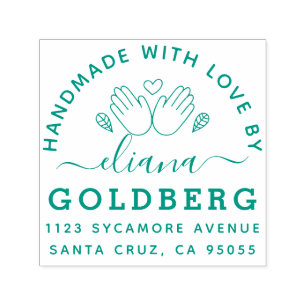 Rustikales niedliches handgemachtes mit permastempel