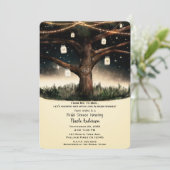 Rustikales Night Tree Lights Mason Jars Brautparty Einladung (Stehend Vorderseite)