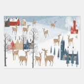 Rustikales Nordic Winter Rentierdorf Geschenkpapier Set (Vorderseite 3)