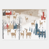 Rustikales Nordic Winter Rentierdorf Geschenkpapier Set (Vorderseite 2)