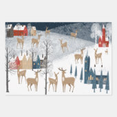 Rustikales Nordic Winter Rentierdorf Geschenkpapier Set (Vorderseite)