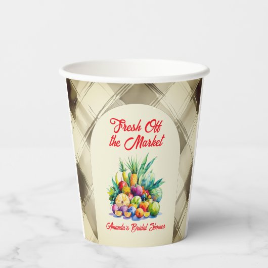 Rustikales Obst-Brautparty Pappbecher (Rückseite)