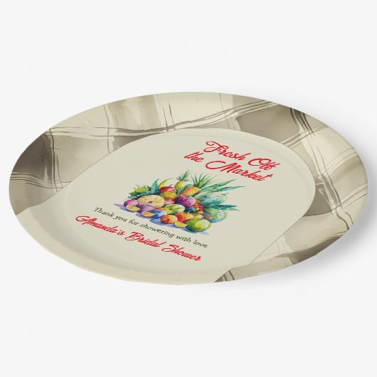 Rustikales Obst-Brautparty Pappteller (Schrägansicht)