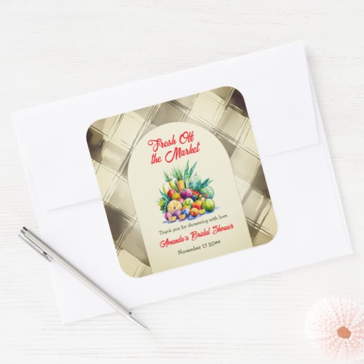 Rustikales Obst-Brautparty Quadratischer Aufkleber (Umschlag)