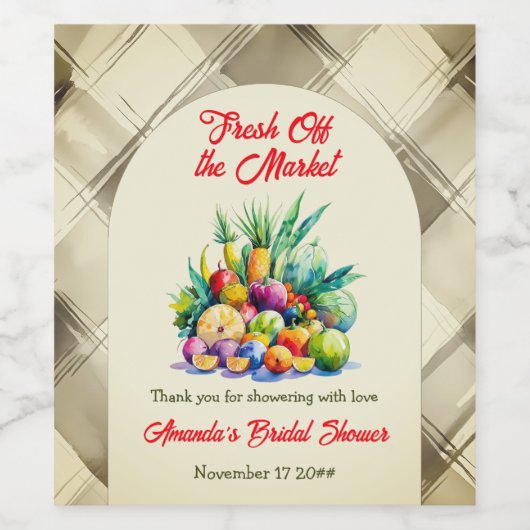 Rustikales Obst-Brautparty Weinetikett (Einzelnes Label)