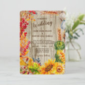 Rustikales Obst und Blume Ernte Hochzeit Einladung (Stehend Vorderseite)