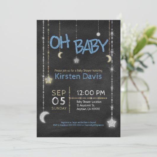 Rustikales Oh Baby, Baby Boy Dusche Einladungen (Stehend Vorderseite)