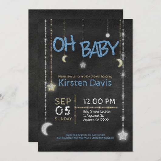 Rustikales Oh Baby, Baby Boy Dusche Einladungen (Vorne/Hinten)