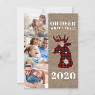 Rustikales Oh-Hirsch-Plaid-Schneeflocken-Foto-Koll Feiertagskarte