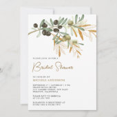 Rustikales Olive Branch Blätter Brautparty Einladung (Vorderseite)