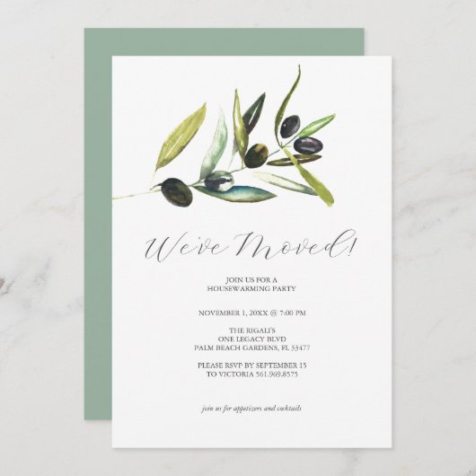 Rustikales Olive Branch Housewarming Party Einladung (Vorne/Hinten)