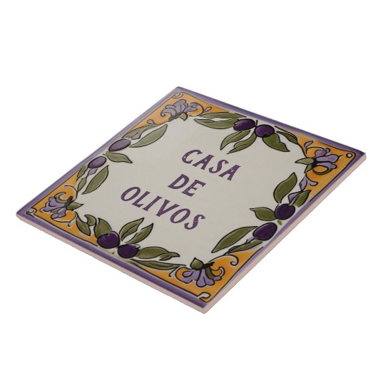 Rustikales Olive Custom House Name Plakat Plaque S Fliese (Seite)