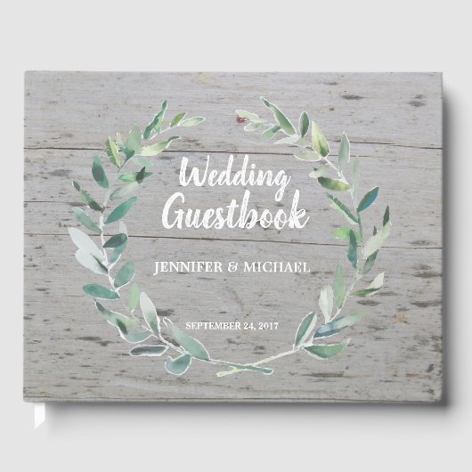 Rustikales Olivenöl Blätter Hochzeit Gästebuch (Vorderseite)