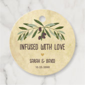 Rustikales Olivenöl mit Liebe-Hochzeit infiziert Geschenkanhänger (Vorderseite)