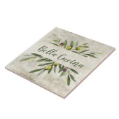 Rustikales Olivenöl und Zweige Bella Cucina Fliese (Seite)