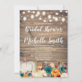 Rustikales Orange Aquamarin Gold Pumpkin Brautpart Einladung (Vorderseite)