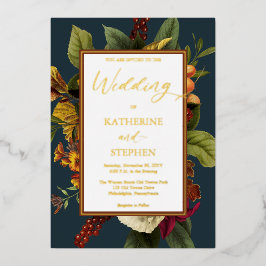 Rustikales Orange | Aquamarine Hochzeit von Red Fl Folieneinladung