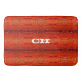 Rustikales Orange Aztec Streifen Muster Monogramm Badematte (Vorderseite)
