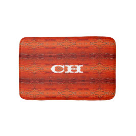Rustikales Orange Aztec Streifen Muster Monogramm Badematte