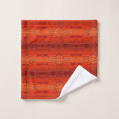 Rustikales Orange Aztec Streifen Muster Monogramm Badhandtuch Set (Waschlappen)
