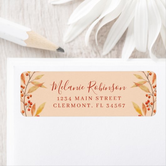 Rustikales Orange-Blätter Rücksendesiegel für Herb (Insitu)