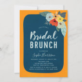 Rustikales Orange Blue Floral Bridal Brunch Einlad Einladung (Vorderseite)