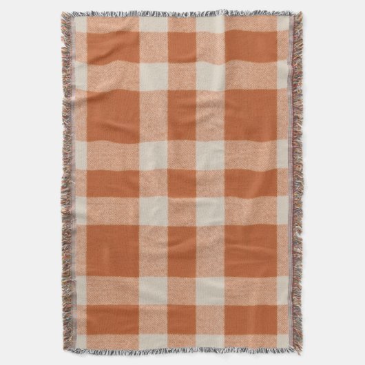 Rustikales Orange & Cream Buffalo Kariertes Bauern Decke (Vorderseite Vertikal)