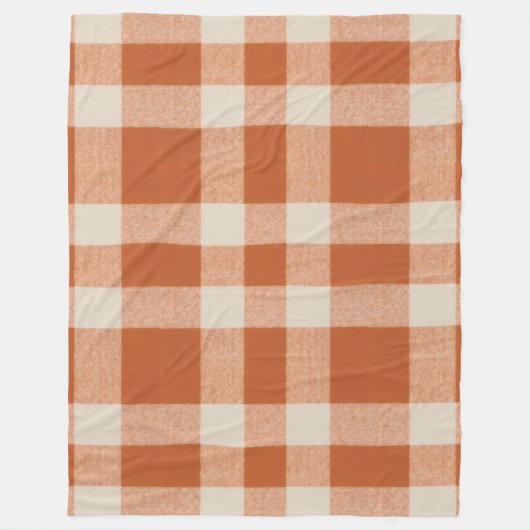 Rustikales Orange & Cream Buffalo Kariertes Bauern Fleecedecke (Vorderseite)