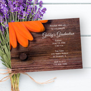 Rustikales Orange Daisy Abschluss Barn Party Einladung