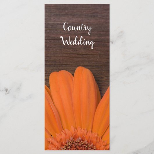 Rustikales Orange Daisy Country Braut Hochzeitspro Programm (Vorderseite)